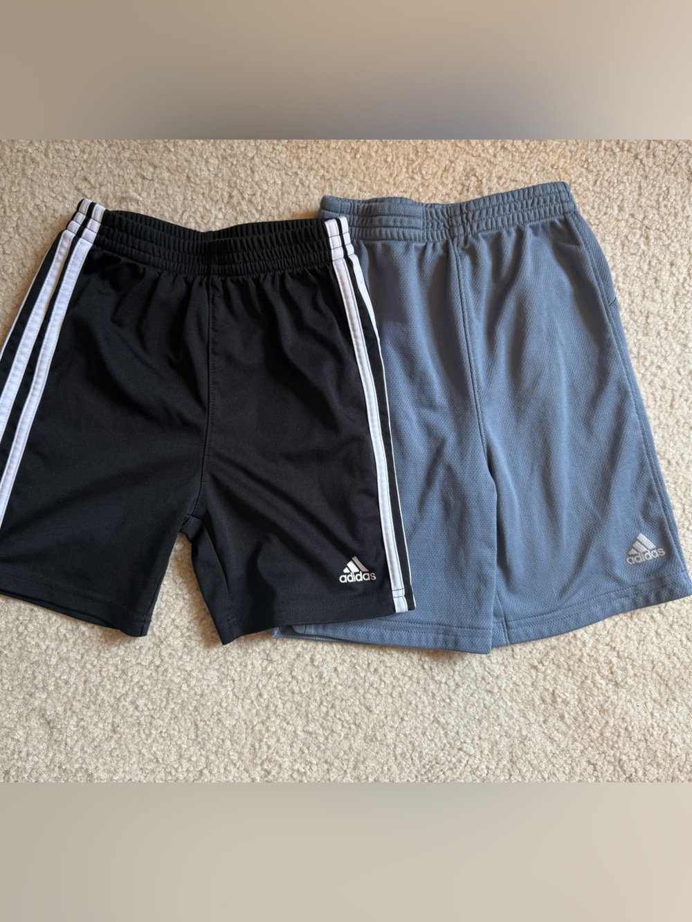 adidas Black and Gray Gym Shorts with White Tag Detail